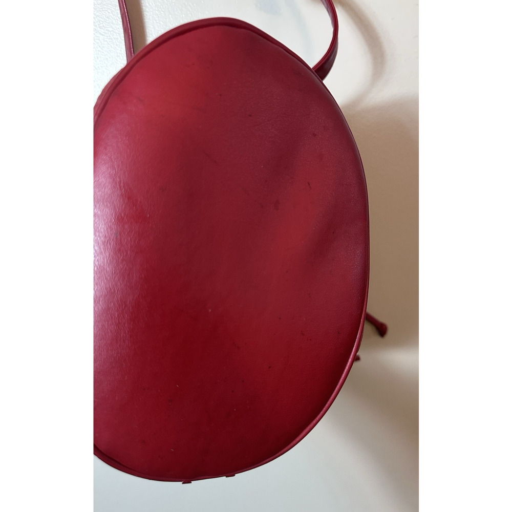 Red Leather Embossed Bucket Bag Crossbody Drawstring Purse Boho Western Festival - Picture 11 of 15